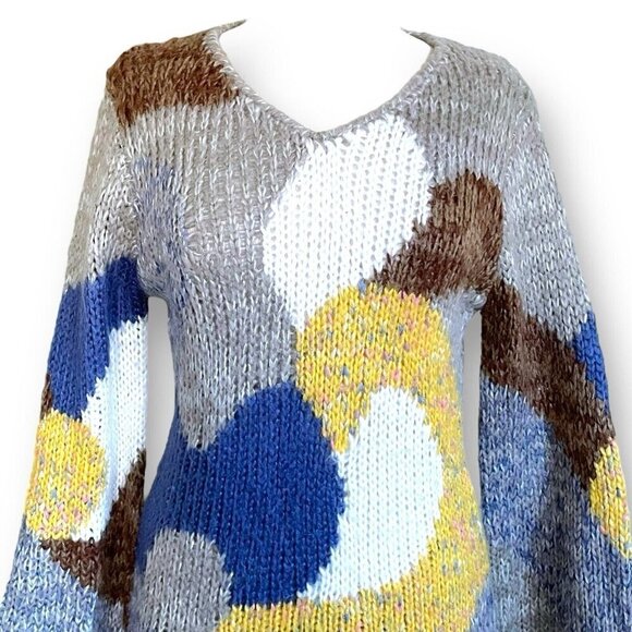 Sioni Womens Tunic Sweater Sz Medium Artsy Boho Wool Blend Bell Sleeve - Picture 2 of 6